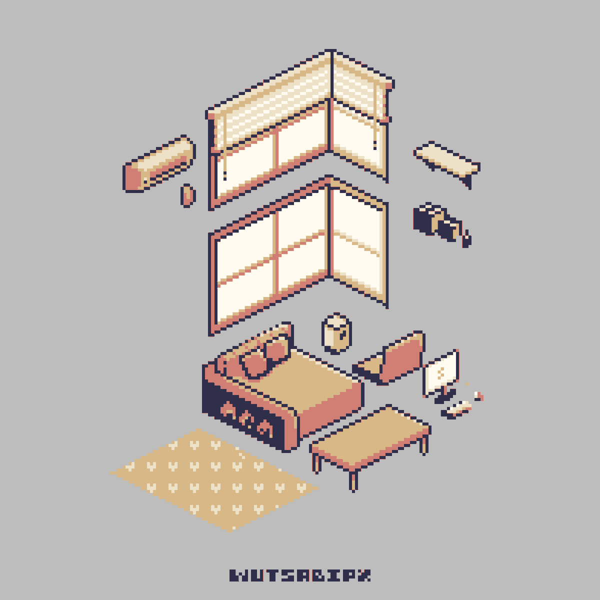 wutsabipx's tweet image. iso room

the trick is to limit the color used, by using 2 bit color palette. so it's easier to focus on the shapes

#pixelart #isometric #2bit #room #design