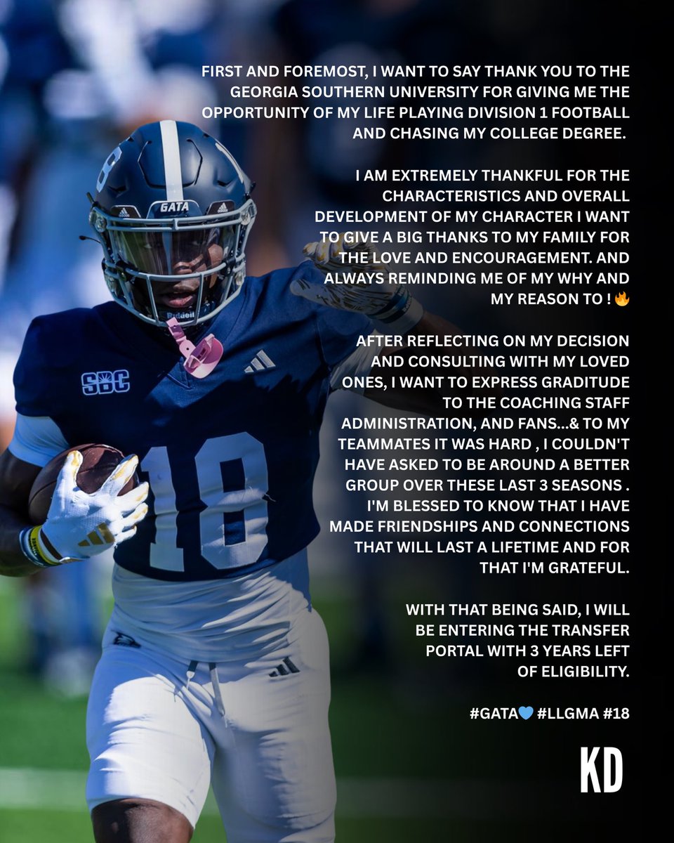 more2comeKD's tweet image. 𝑯𝑨𝑷𝑷𝒀 𝑵𝑬𝑾 𝒀𝑬𝑨𝑹𝑺 ❤️ #𝑭𝑶𝑹𝑬𝑽𝑬𝑹𝑮𝑹𝑬𝑨𝑻𝑭𝑼𝑳♾️
• I will be entering the NCAA transfer portal.
6’2 OSW / SLOT 🦈
3 years of eligibility!
@On3sports @On3NIL @247recruiting @TransferPortal @247SportsPortal @RecruitGeorgia @recruitcoachmc @Rayblinkie1906 @Hayesf