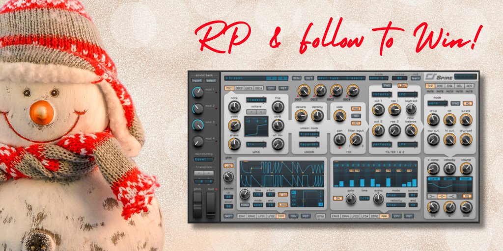 plugindeals's tweet image. REPOST &amp;amp; FOLLOW @plugindeals and @RevealSound to WIN the Spire virtual synthesizer offered by Reveal Sound 🎅 

🎄 reveal-sound.com

1 Winner chosen January 3