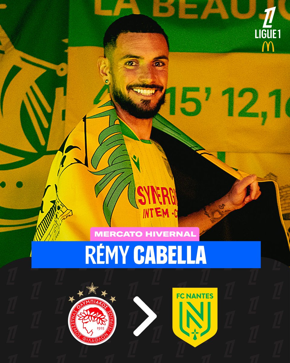 Rémy Cabella est de retour en France et s'engage en prêt jusqu'à la fin de la saison avec le <a href="/FCNantes/">FC Nantes</a> 🔰