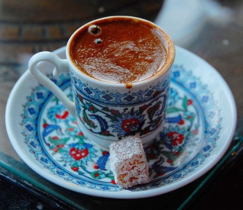 Turkish blue, Turkish red, Turkish coffee and Turkish delight in a single image.