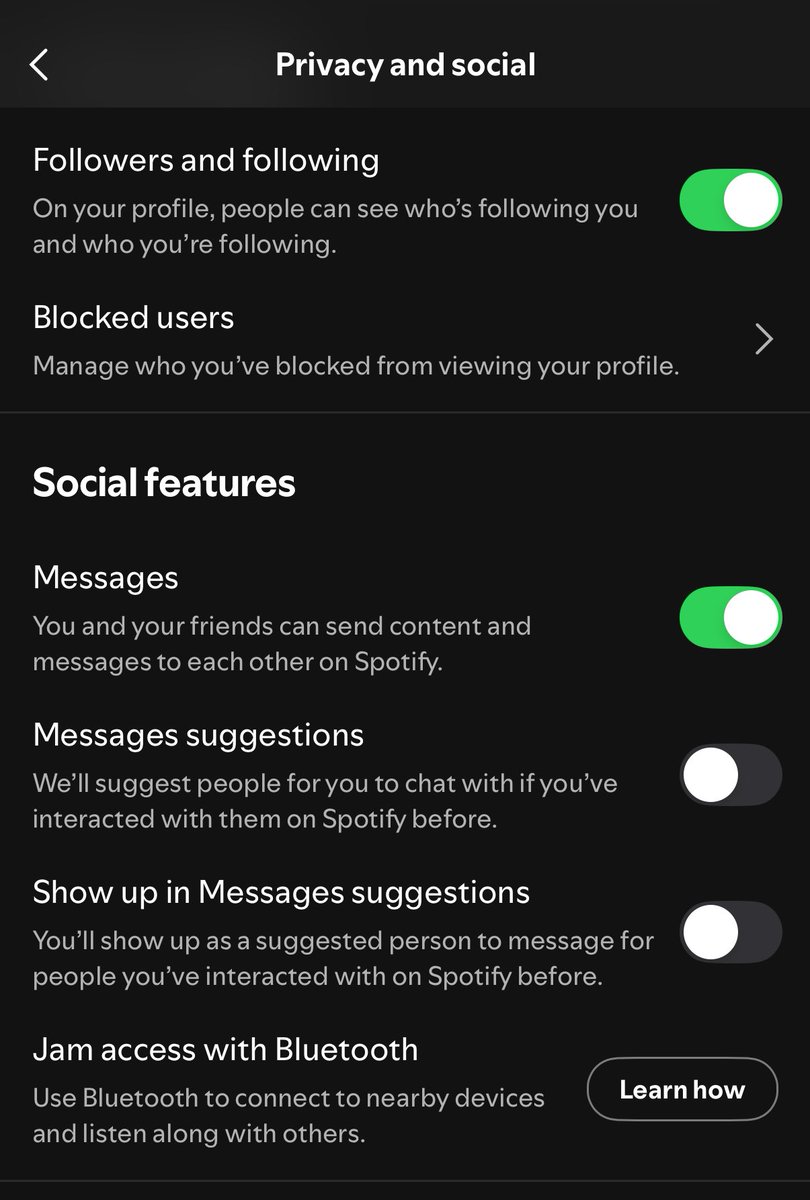 Nexalunes's tweet image. WN. Hey guys, just a little reminder before you do sharing Spotify content. Don’t forget to turning off this on settings —since it gonna shows your acc username (which is its privacy) on other people’s Messages Spotify you’ve shared content with!