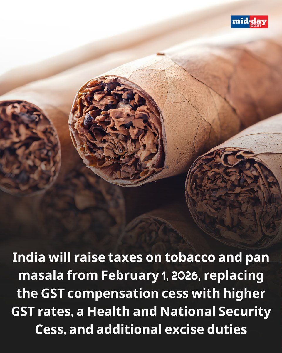 cigarette prices increase India February 2026 tobacco excise duty health cess