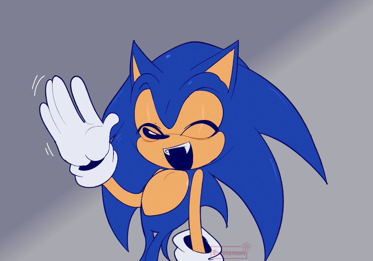 Emistations's tweet image. Sonic waving at you to start the year :)