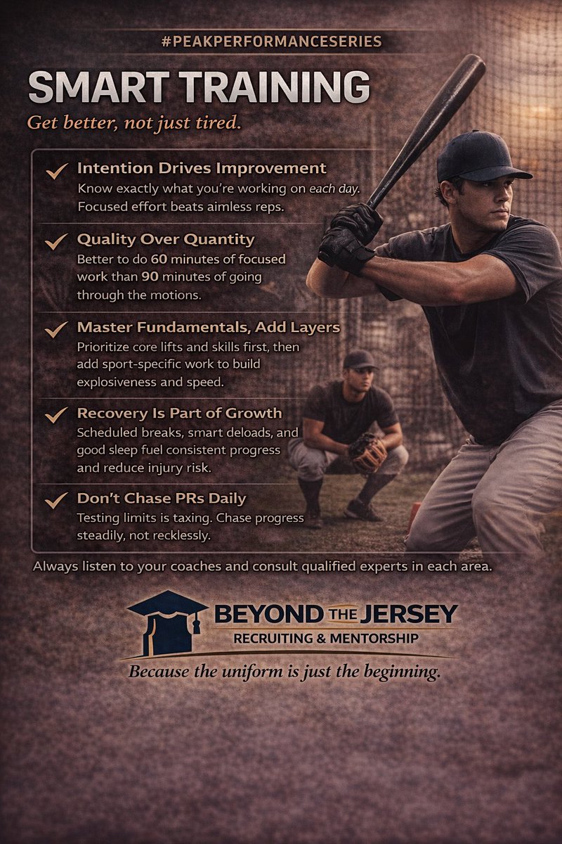 BTJRecruiting's tweet photo. Focused work, structured progression, and recovery drive long-term development.
📌 Listen to your coaches and trusted experts.
#BeyondTheJersey #PeakPerformance #StudentAthlete #TrainWithIntent #BuiltDaily https://t.co/k1FMrq69VX