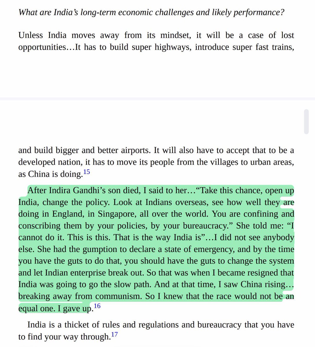 MattooShashank's tweet image. Lee Kuan Yew tells the story of how he gave up on India growing as fast as China