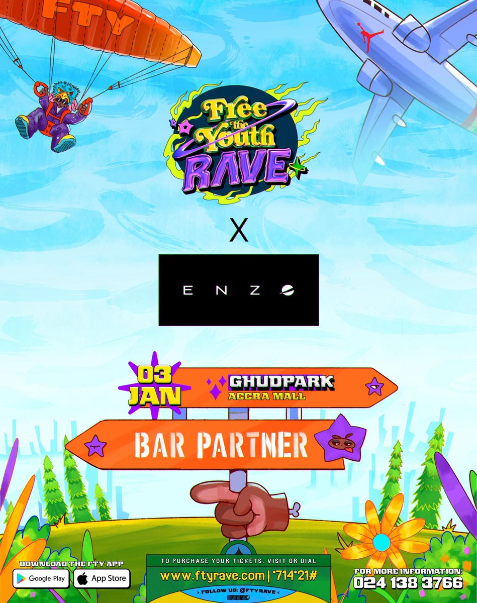 ftyrave's tweet image. LETS RAVE HEAVILY - GET A TABLE AT THE UPCOMING @ftyrave THIS SATURDAY, 3RD JANUARY, 2026 AT GHUD PARK, ACCRA MALL 

OFFICIALLY PARTNERING WITH @enzoaccra ON THIS 

TO SECURE YOUR @ftyrave TICKETS AT ftyrave.com OR DIAL *714*21#

#FreeTheYouth #ftyrave #TheRave