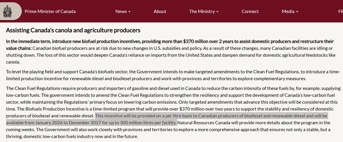 Canada’s federal Biofuels Production Incentive kicks off today, supporting Canadian #biodiesel and renewable diesel through 2027, and giving a boost to Canadian agriculture, especially #canola.