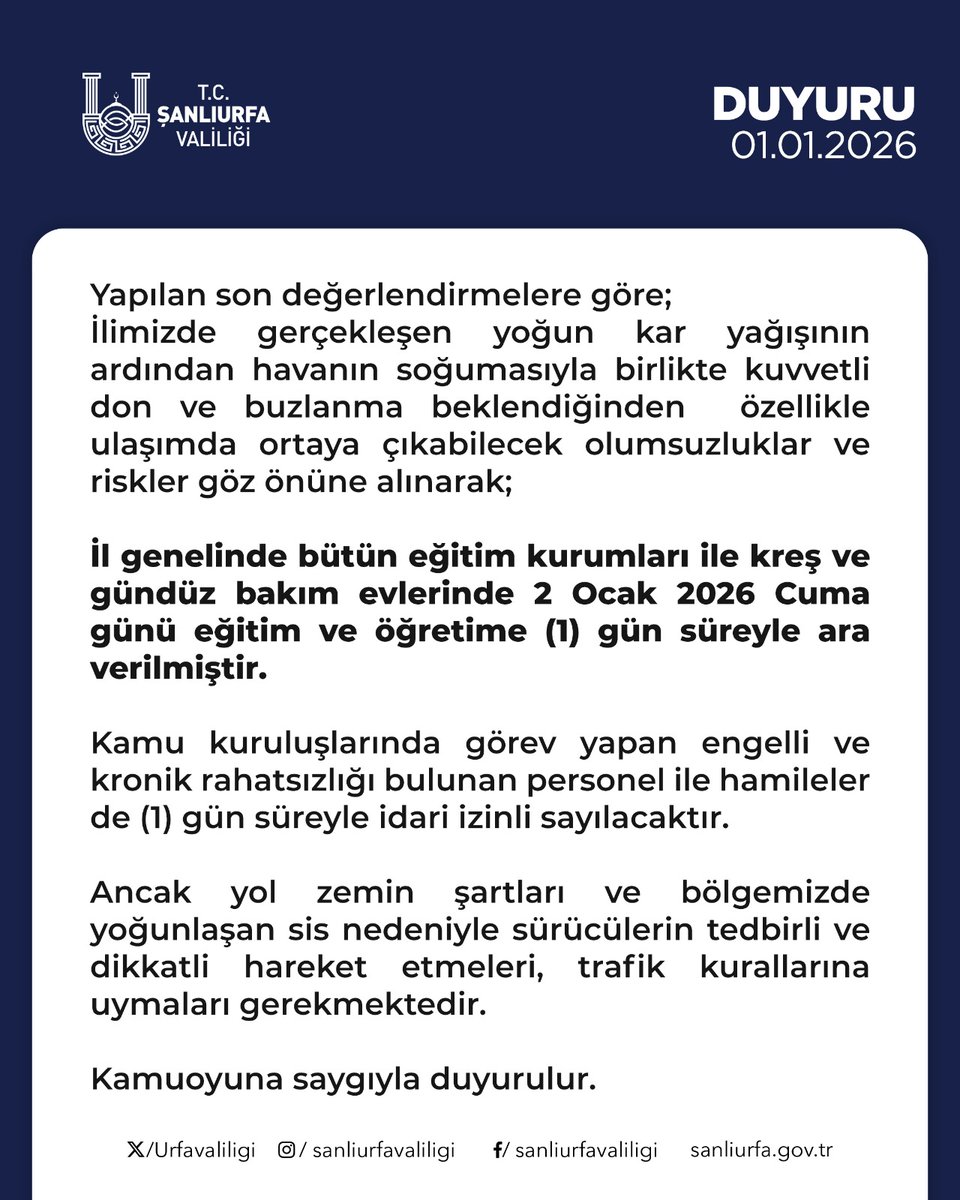 Sevgili Öğrencilerimiz,

Öncelikle değerli aileleriniz ve öğretmenlerinizle birlikte hepinizin yeni yılını kutluyorum. 

2026 yılının size başarı, sağlık ve güzellikler getirmesini diliyorum.

Şanlıurfa’da eğitimi her zaman en öncelikli konu olarak ele alıyor ve sizin en iyi