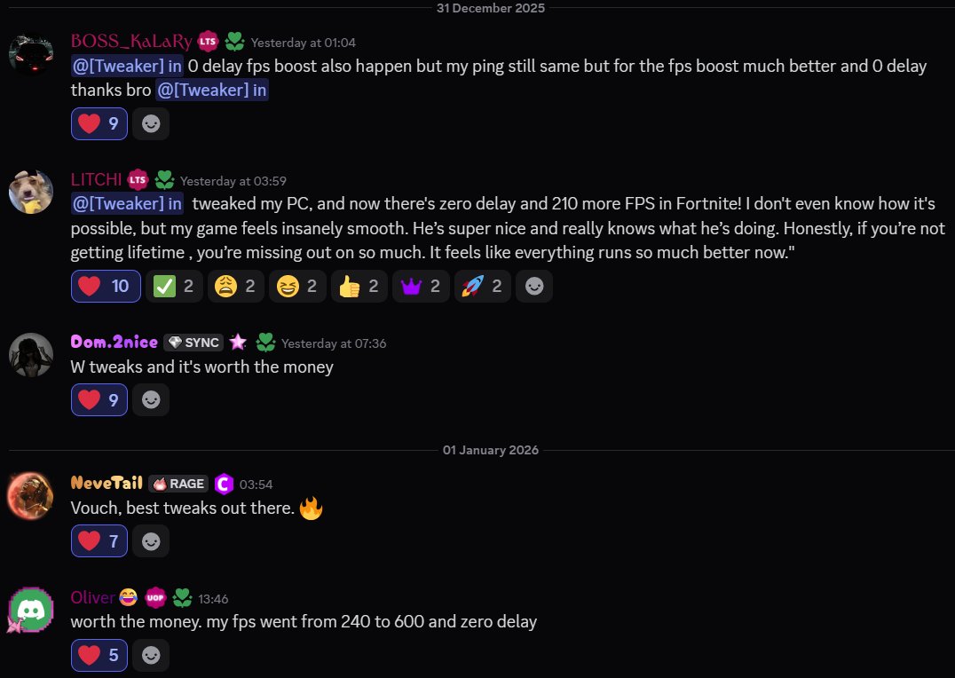 Happy New Year from the entire Instinct Tweaks team! 🎆

Eliminate delay, boost your FPS, and get the competitive edge you need to win big this year. 💰