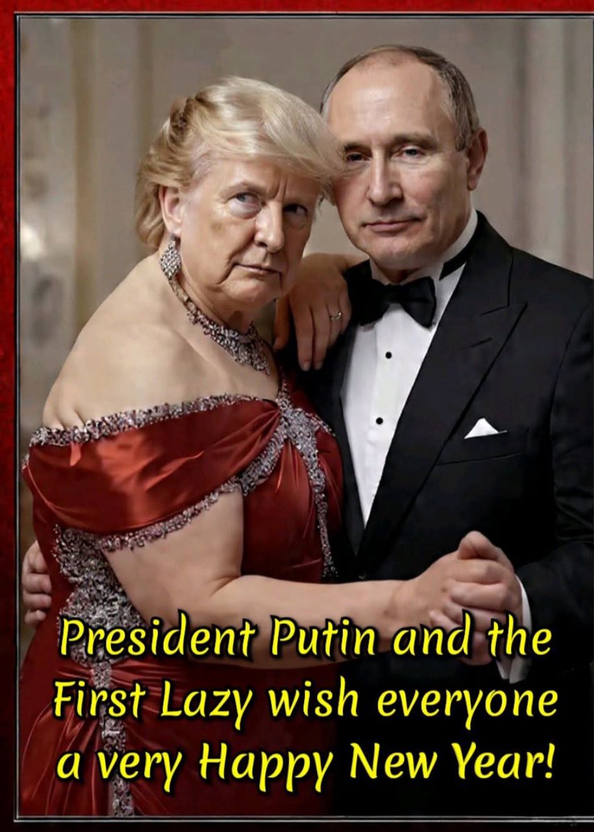 AnnieForTruth's tweet image. Putin ringing in the New Year at Mar-a-Lago with p*ssy a$$ b$tch!