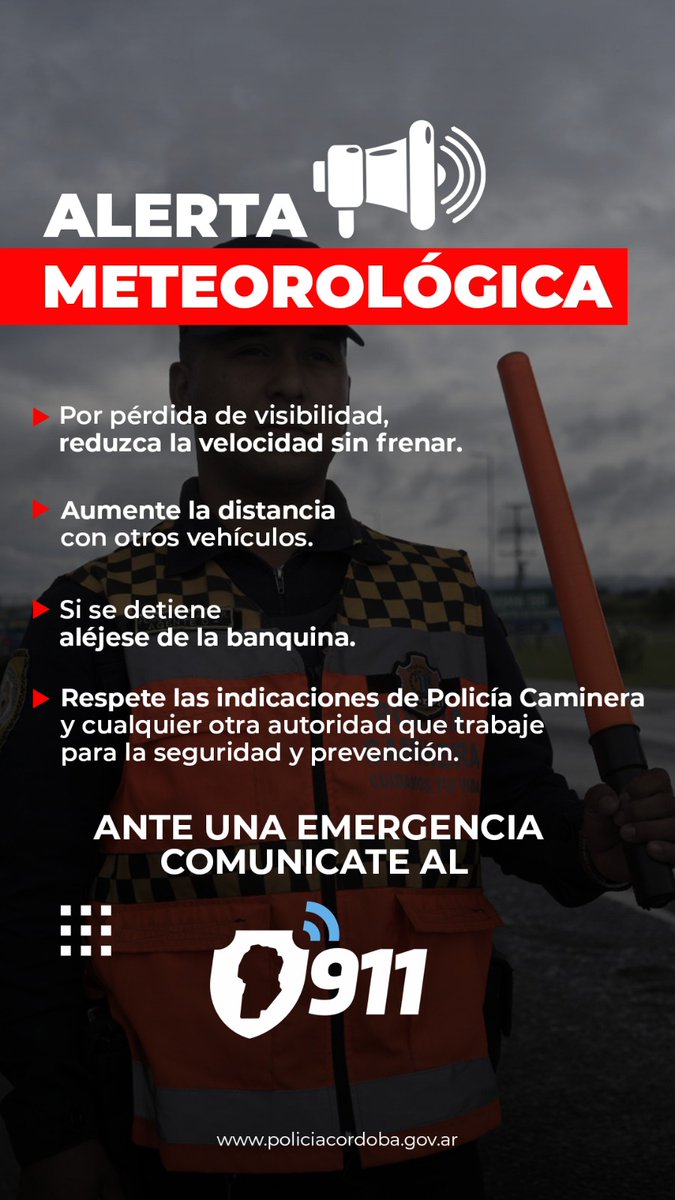 ALERTA POR TORMENTAS ⛈️

ℹ️ Según lo emitido por el <a href="/SMN_Argentina/">SMN Argentina</a>, se prevé para esta noche tormentas de variada intensidad, acompañadas por actividad eléctrica, granizo, ráfagas de hasta 70 km/h y abundante caída de agua en cortos períodos. 

❗Se recomienda circular con