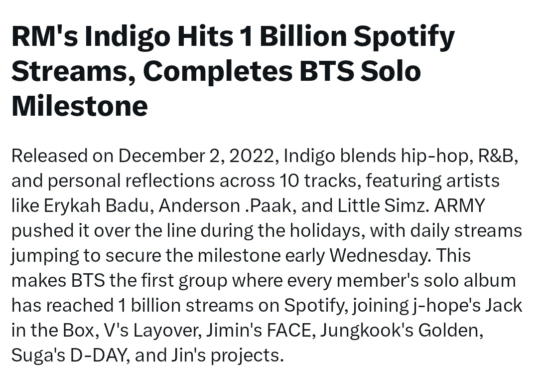 Yoon_kookie97's tweet photo. DESERVE !!😭😭

CONGRATULATIONS RM
ONE BILLION SHADES OF INDIGO
INDIGO ONE BILLION ON SPOTIFY 
CONGRATULATIONS NAMJOON 
#Indigo1Billion https://t.co/tQeA7l8dru