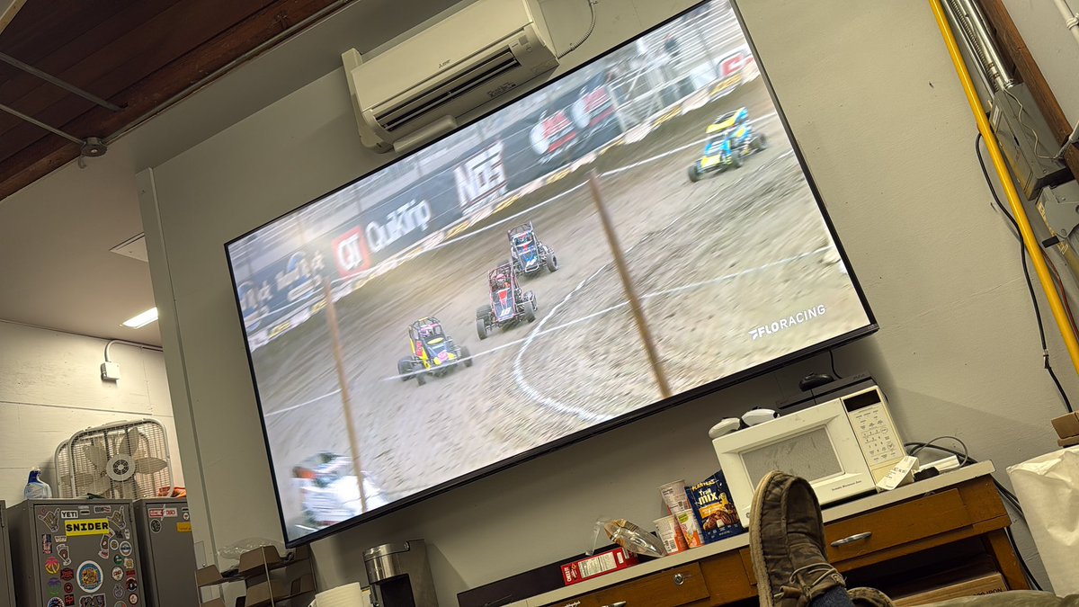 msnide6's tweet photo. Watching on the 100” Tv at “work” Happy New Years @FloRacing #DoubleTimeShuffle https://t.co/5HsyJHsHgt
