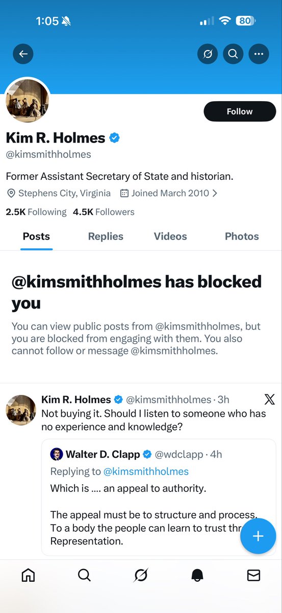 Day 360. Wherein this boomer claims elite status, that we must follow his elite observations, and then blocks me instead of engaging on the substance that elites have lost trust in America.