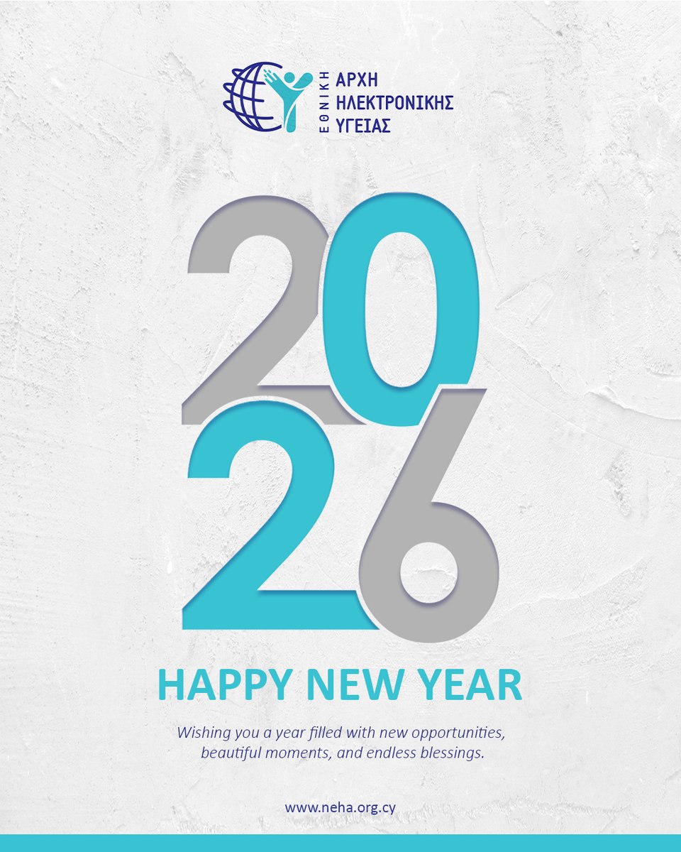 eHealthcy's tweet image. ❄️Η @eHealthcy σας εύχεται #υγεία, #ευτυχία και παραγωγικό 2026 !! ❄️
⛄️⛄️⛄️
#happynewyear2026 #HappyNewYear #καληχρονια #eHealth #DigitalHealth #myhealtheu #HealthTech #HealthForAll #InnovationInHealthcare
@OSAK_CyFPA @MinHealthCY @DepMinRIDcy #ΗΔΙΚΑ
