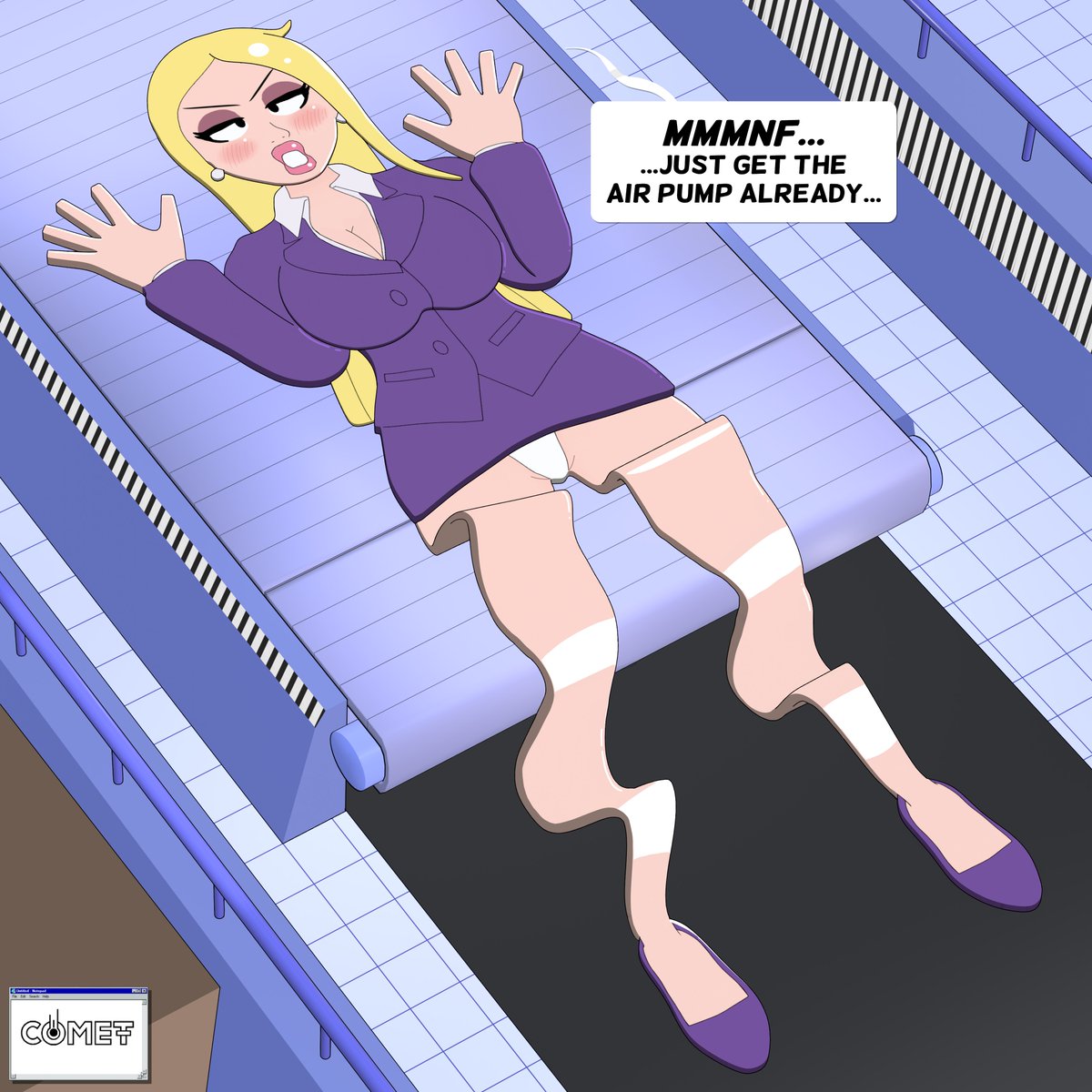 <a href="/m23cartoons/">M23</a> 's Fondre gets an unexpected suit pressing. 
------------------------------  
#flattened #flattening #平面化