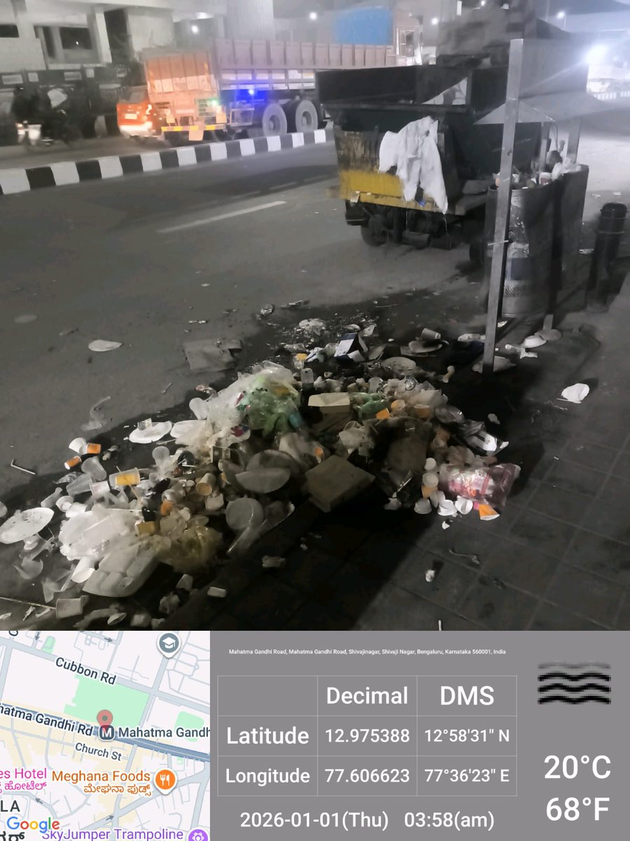BCCCofficial's tweet photo. Bengaluru Central City Corporation cleared around 9 tonnes of waste at New Year celebration areas MG Road, Brigade Road, Church Street, Indiranagar &amp; Residency Road. overnight operation carried out from 3 AM to 8 AM, involved 110 civic workers, auto tippers &amp; pressure jet machine https://t.co/T3XRKohCil