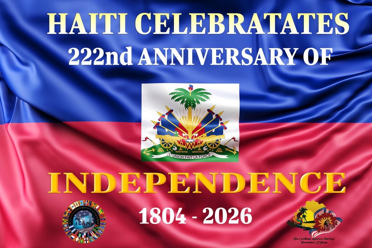 CAHFT's tweet photo. The Caribbean American Heritage Foundation of Texas Congratulates The Republic of Haiti on its 222nd Anniversary of Independence.
#independence #IndependenceDay #haïti #haitian #caribbean #caribbeanlife #caribbeans #cahft https://t.co/Qia61aLA11