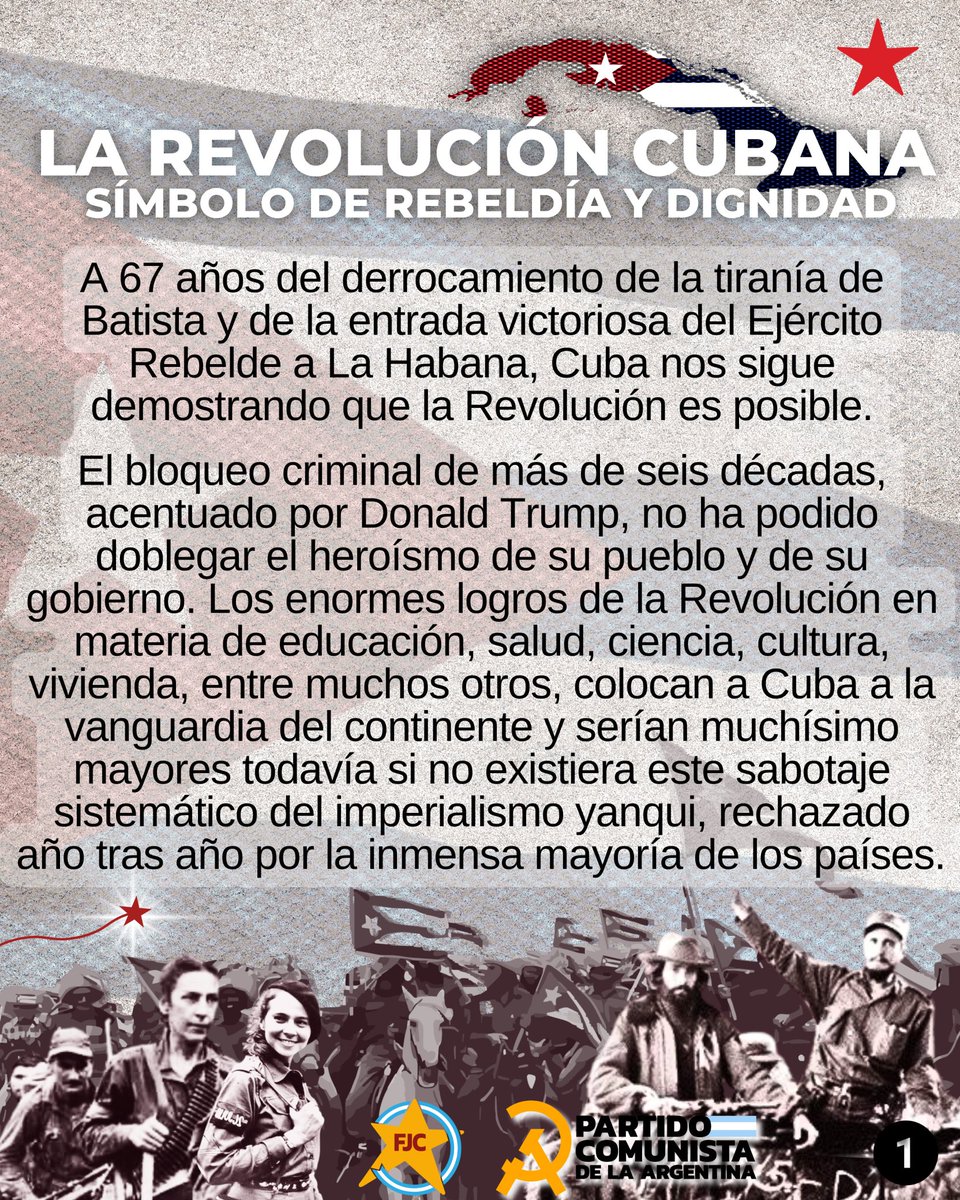 🇨🇺¡Viva la Revolución Cubana!
✊¡Viva el antiimperialismo!
🚩¡Viva el socialismo!