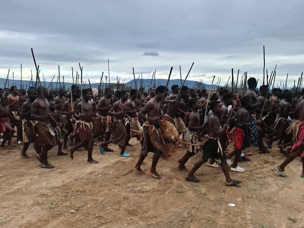 EBISRADIO's tweet image. His Majesty King Mswati III has dispatched ingatja from Northern Hhohho to descend to Ngabezweni Royal residence to meet with their counterparts from other parts of the country. This is in readiness to commission the young warriors to cut the sacred Lusekwane shrub.