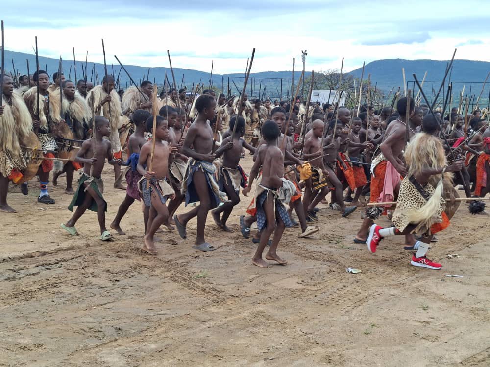EBISRADIO's tweet image. His Majesty King Mswati III has dispatched ingatja from Northern Hhohho to descend to Ngabezweni Royal residence to meet with their counterparts from other parts of the country. This is in readiness to commission the young warriors to cut the sacred Lusekwane shrub.