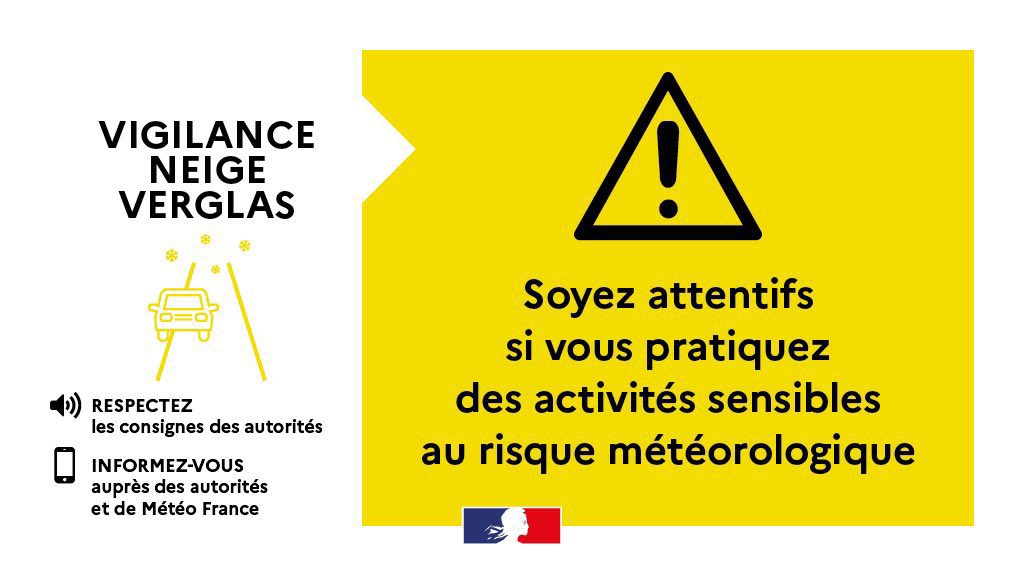 #AlerteMétéo | <a href="/meteofrance/">Météo-France</a> place l'#Eure en #vigilance jaune🟡 neige-verglas🧊 à partir de demain, vendredi 2 janvier 2026, à 20h.

⚠️ Soyez prudents lors de vos déplacements.

ℹ️ vigilance.meteofrance.fr/fr/eure