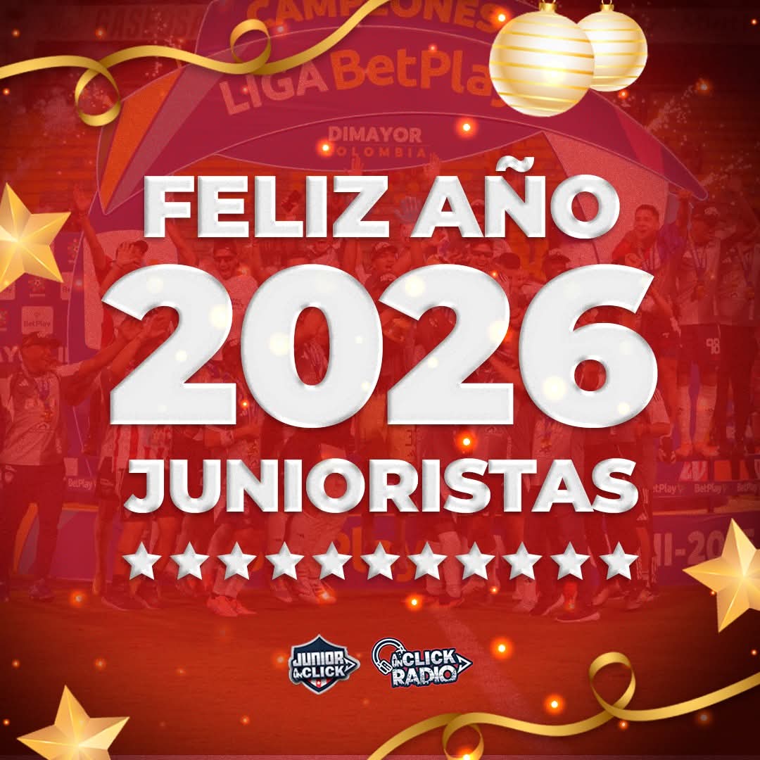 ¡FELIZ AÑO 2026 JUNIORISTAS! 🦈❤️

Que el 2026 llegue cargado de sueños cumplidos, alegrías infinitas y muchos triunfos rojiblancos. Gracias, Junioristas, por acompañarnos siempre. ¡Feliz Año Nuevo! 🔴⚪⭐