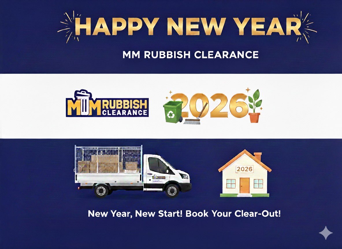 Happy New Year &amp; welcome to 2026 🎉
Here’s to fresh starts, clear spaces, and doing things properly.

Thank you to everyone across London who’s supported MM Rubbish Clearance.
Licensed • Insured • Eco-friendly ♻️🚛