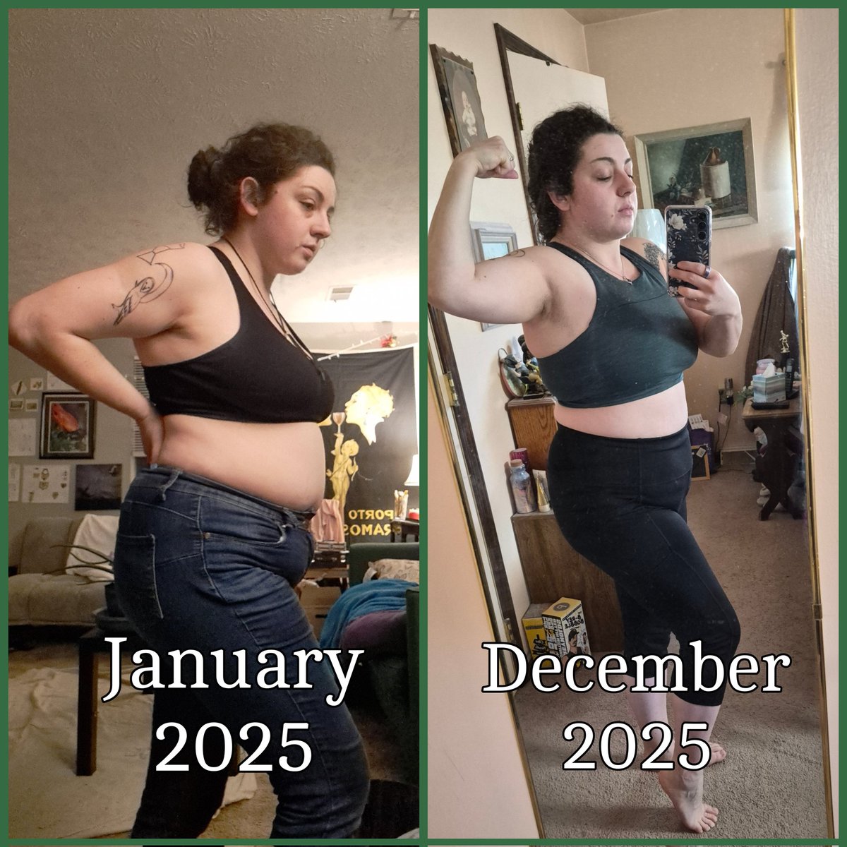 TatianaWrestles's tweet image. December

I was so afraid of this update, but here are the side by sides for the year. Starting the year at 171 for the first time in a long time. Will be getting a gym buddy this year, so it can only get better.

Welcome to 2026

#fitness #accountabilitycheck