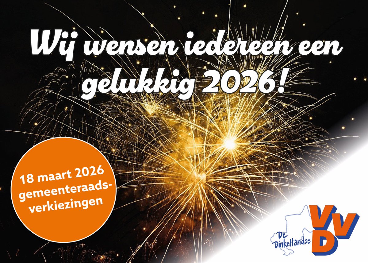 ✨ Gelukkig nieuwjaar!
Namens de Dinkellandse VVD wensen we iedereen een gezond, energiek en ondernemend 2026. We kijken ernaar uit om samen met inwoners, ondernemers en verenigingen verder te bouwen aan een sterk en toekomstgericht Dinkelland.