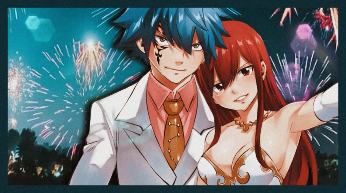 💙🌟 Happy New Year! 🌟❤️ We only wish the best for you all. A new year  full of love! 🙏❤️💙 #Jerza \u003d #Jellal × #Erza #FairyTail | #FT100YQ, image size:1200x670