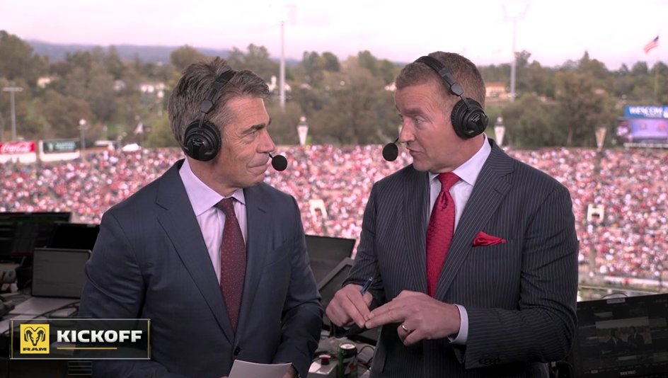 bhofheimer_espn's tweet image. ESPN's @cbfowler &amp;amp; @KirkHerbstreit are calling their 10th @rosebowlgame today - more than any other duo. Overall, it's Kirk's record 18th time. The national TV booth is named in his family's honor and Kirk was inducted into the Rose Bowl Hall of Fame in 2023. 🌹