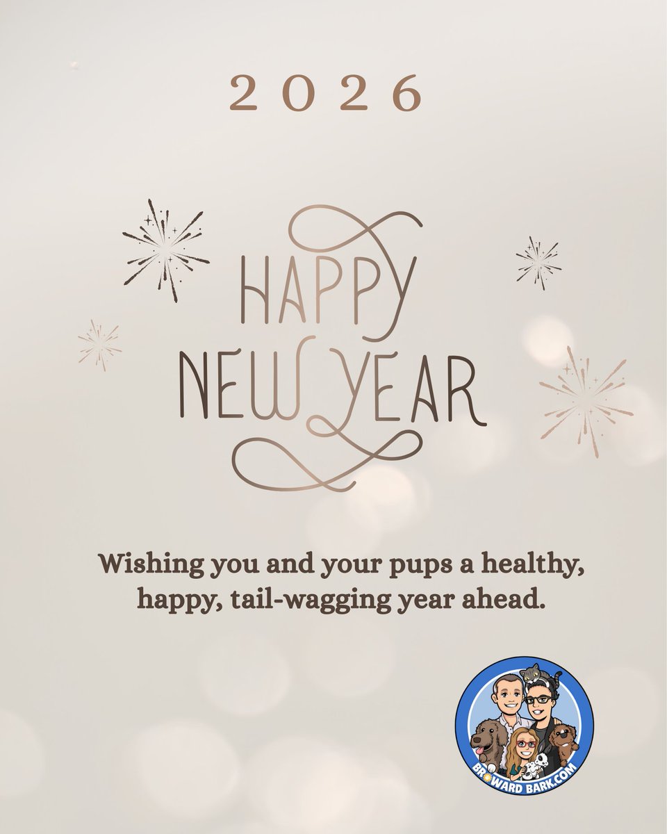 browardbark's tweet photo. Happy New Year from Broward Bark.
​
​A big thank you to the fans, supporters, and advertisers who support Broward Bark and the local dog community. Your support helps Broward Bark grow and keeps dog parents connected all across Broward County.
​
​Wishing you and your pups a fun, healthy year filled with long walks and wagging tails.