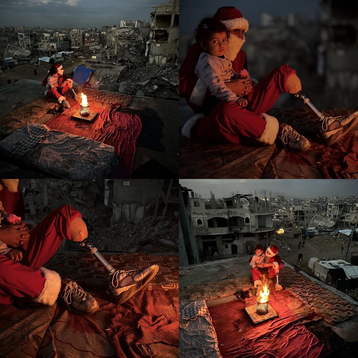 Despite losing a limb and living amid widespread destruction, Omar Abu Hashem, a 26-year-old Palestinian amputee, marked the start of 2026 by distributing gifts to children across Gaza.

Surrounded by the rubble of homes destroyed by Israeli attacks, Abu Hashem also offered