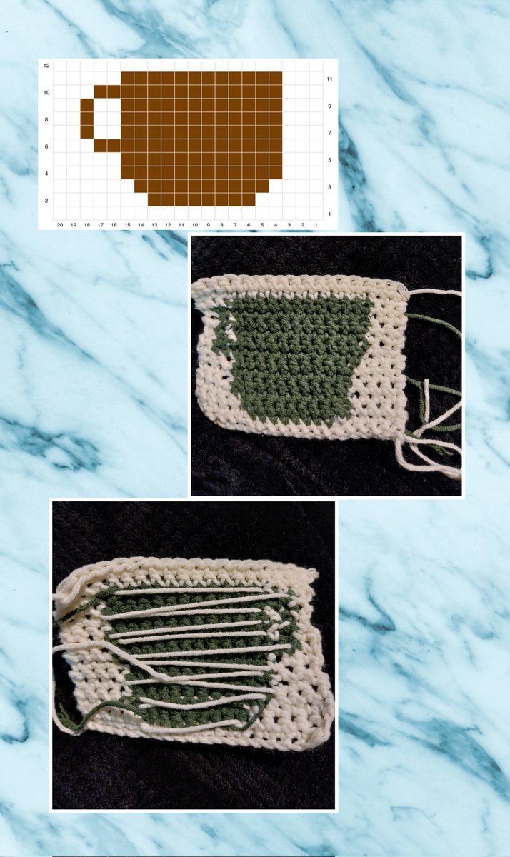 greendragon123's tweet image. The first attempt at what I thought was tapestry crochet....but it's intarsia, apparently....🤔 #crochet #confused....🤣
I'm practicing because my eldest got me 2 tapestry patterns for christmas 🎄 😊