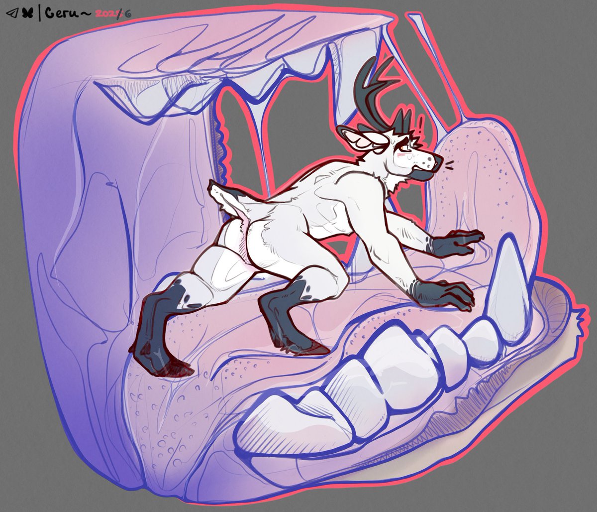 CeruDraws's tweet photo. HAPPY NUDE DEER~~~
Here's hoping I survive 2026 u///u
#furryart #furryartist #happynudedeer #maw #vore https://t.co/JCd2MYtejI