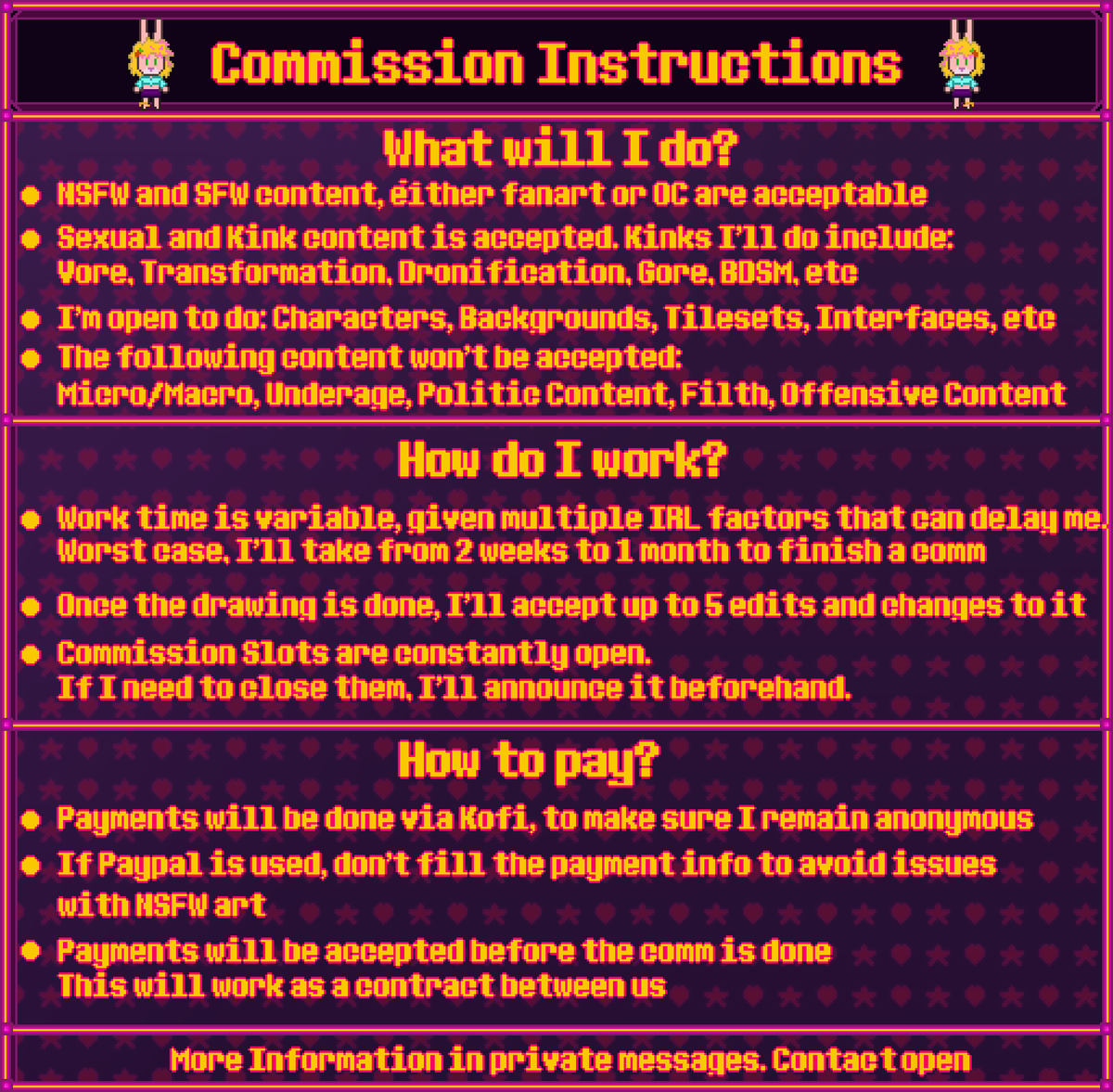 MilkyR29's tweet photo. Pixelart Commission Sheets https://t.co/vzKKRYbRiD