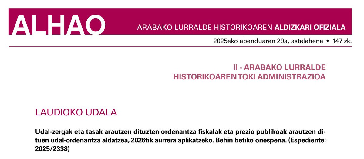 Blokeatzeko eta atzeratzeko saiakera guztiak gaindituta Laudiok 2026. urtea hasi du ordenantza fiskal berriekin: 

Zaurgarrien aldeko hobarien taula dutenak eta hutsik dauden etxebizitzei errekargua ezartzen dieten ordenantza aurrerakoiak. 

AURRERA GOAZ!