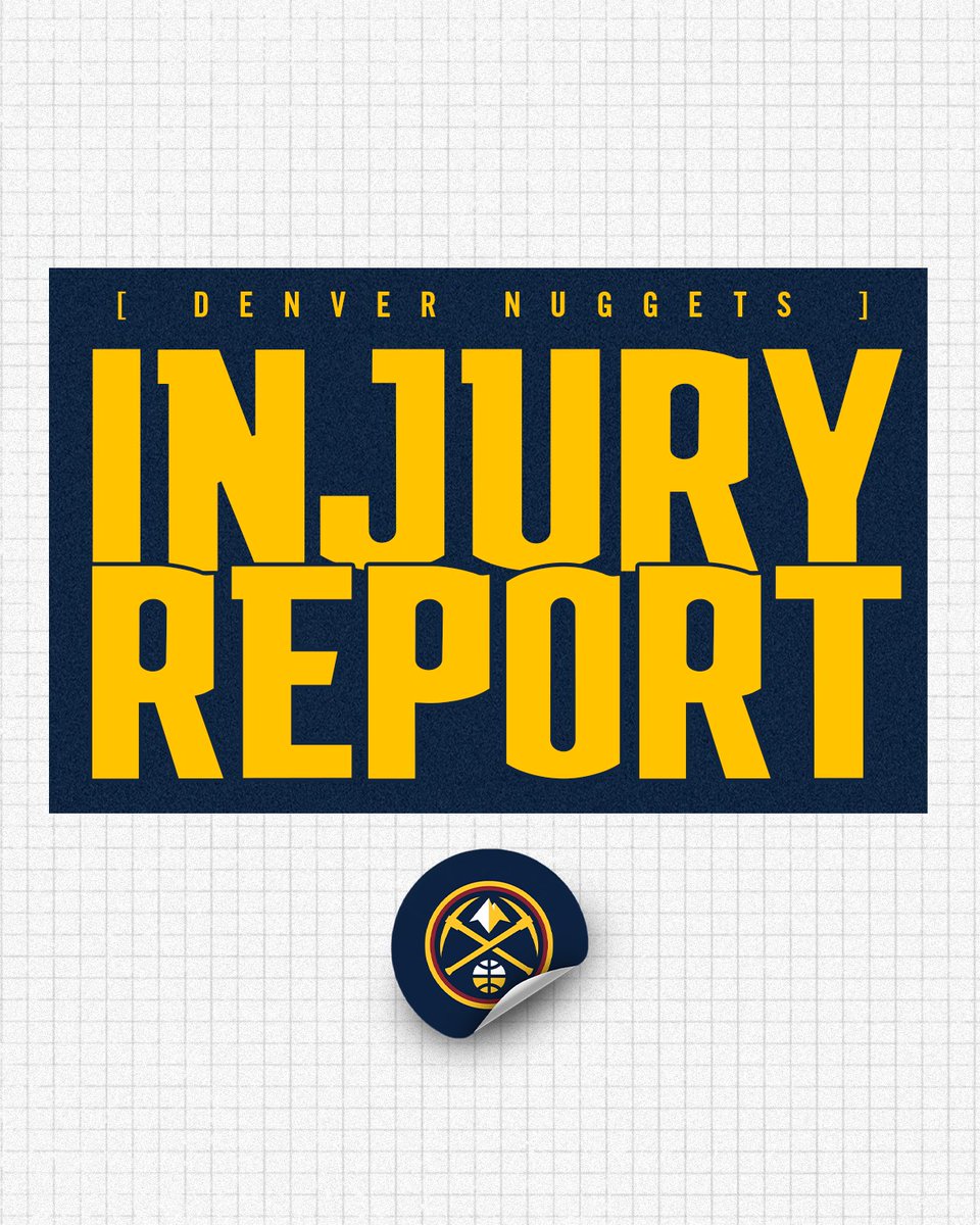 nuggets's tweet photo. Injury Report ahead of tomorrow's game against the Cavaliers:

PROBABLE: 
Jamal Murray (Right Ankle Sprain)
Julian Strawther (Illness)

OUT:
Nikola Jokić (Left Knee Injury Management)
Jonas Valančiūnas (Right Calf Strain)
Cameron Johnson (Right Knee Injury Management)
Aaron Gordon (Right Hamstring Strain)
Christian Braun (Left Ankle Sprain)

#MileHighBasketball