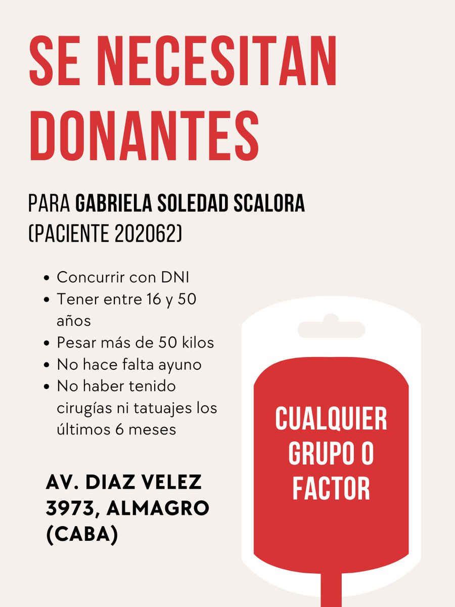 Hola a todos! Necesitamos donantes para mi hermana. Quien pueda acercarse, se lo agradecemos de corazón. Y sino RT que donar salva vidas posta. Sacan turno acá hemocentro.org