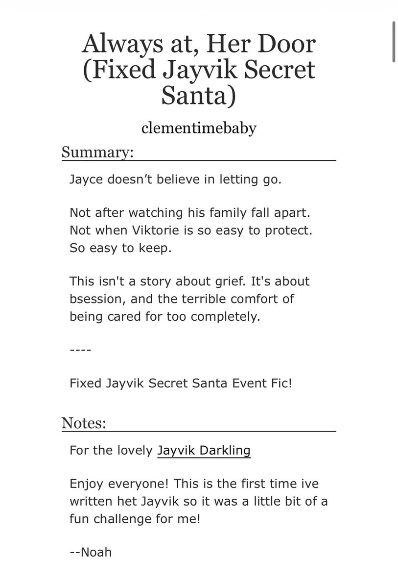 alphajayce's tweet image. Happy Holidays @jayvikdarkling 🖤 this is the fic I wrote for you for the @Fixed_Jayvik event💕 enjoy!!!!

#FixedJayvikSecretSanta