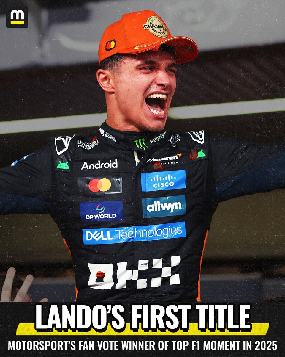 Lando Norris’ first drivers’ championship has been voted the TOP F1 MOMENT of 2025 on Motorsport X. 🥳

Here’s to many more memorable moments in 2026!