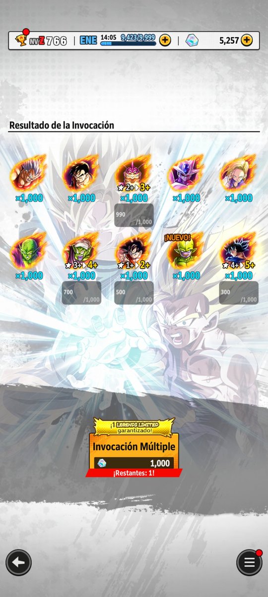 anderd77's tweet image. Hoy se han portado un poco mejor las summons de LF garantizado, por fin sale el Goku Black 😎 #DBLegends