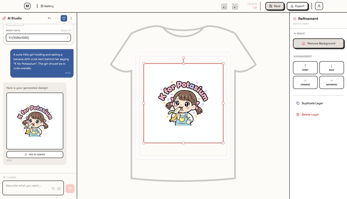 Design merch and gifts with AI 🎨👕

Turn ideas into print-ready t-shirts in minutes.
No design skills needed!

MerchBanao is live.

Printing + delivery coming soon.

🎁 Free credits for the first 100 users
👉 merchbanao.com
Reply 'MERCH" to get free credits. 👀