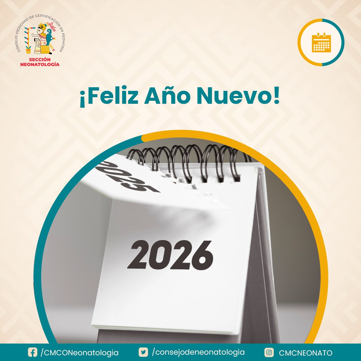 El Consejo de Neonatología desea un Feliz Año Nuevo a todos sus miembros y colegas 🎉
Que el 2026 esté lleno de salud, bienestar y grandes logros profesionales. 💙
Sigamos trabajando juntos por el cuidado y desarrollo saludable de los recién nacidos en México. 👶🏼✨