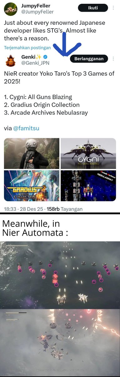 Le top 3 des jeux que Yoko Taro a le plus appréciés en 2025… 3 shmups 🔥
Cygni en 1 je comprends maintenant pourquoi les phases de shmup dans NieR: Automata sont si nulles...