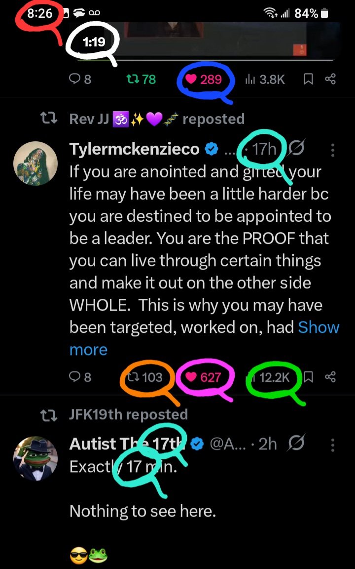 DeanDavis33's tweet image. 🐸1️⃣7️⃣ #Seventeen 
1️⃣1️⃣9️⃣ #NineEleven 🪞
1️⃣2️⃣2️⃣ #OneTwoTwo 
6️⃣2️⃣7️⃣ #SixTwoSeven 
2️⃣8️⃣9️⃣ #TwoEightNine 
1️⃣0️⃣3️⃣ #OneZeroThree 
🎰 #WhatAreTheOdds 🪽