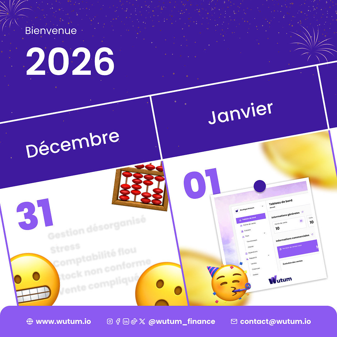 Wutum_senegal's tweet photo. Bienvenue 2026 🥳🎉
On dit bye bye à la mauvaise gestion et au stress 😤😤😤
Et on choisit Wutum 😎
Pour mieux gérer son business,
Suivre ses ventes en temps réel,
Bonne année à tous les entrepreneurs !
#HappyNewYear #Wutum #Entrepreneurs #PME #BusinessLocal #HappyNewYear2026 https://t.co/dz9nfuX7iq