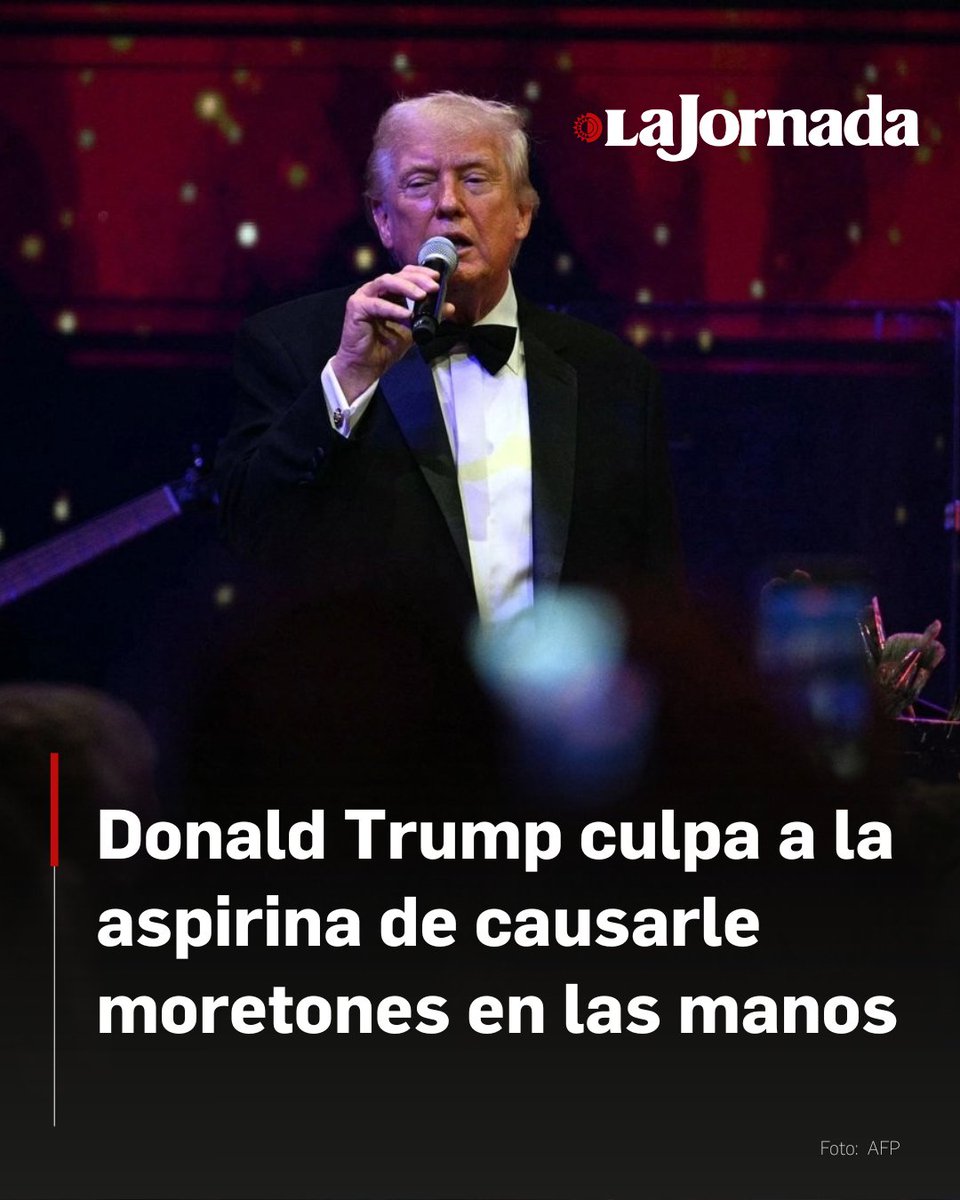 Donald Trump culpó a la aspirina por los grandes moretones que presenta en su mano y negó haberse quedado dormido durante reuniones públicas, en una entrevista con The Wall Street Journal.

El mandatario desmintió declaraciones anteriores sobre haberse sometido a una resonancia